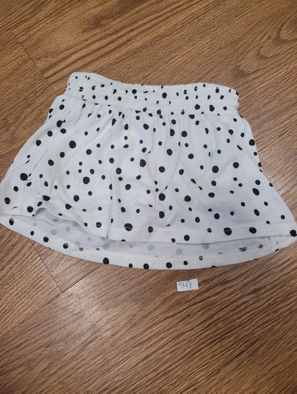 Cat And Jack Infant Girl Skort White With Black Polka Dots 12 Months